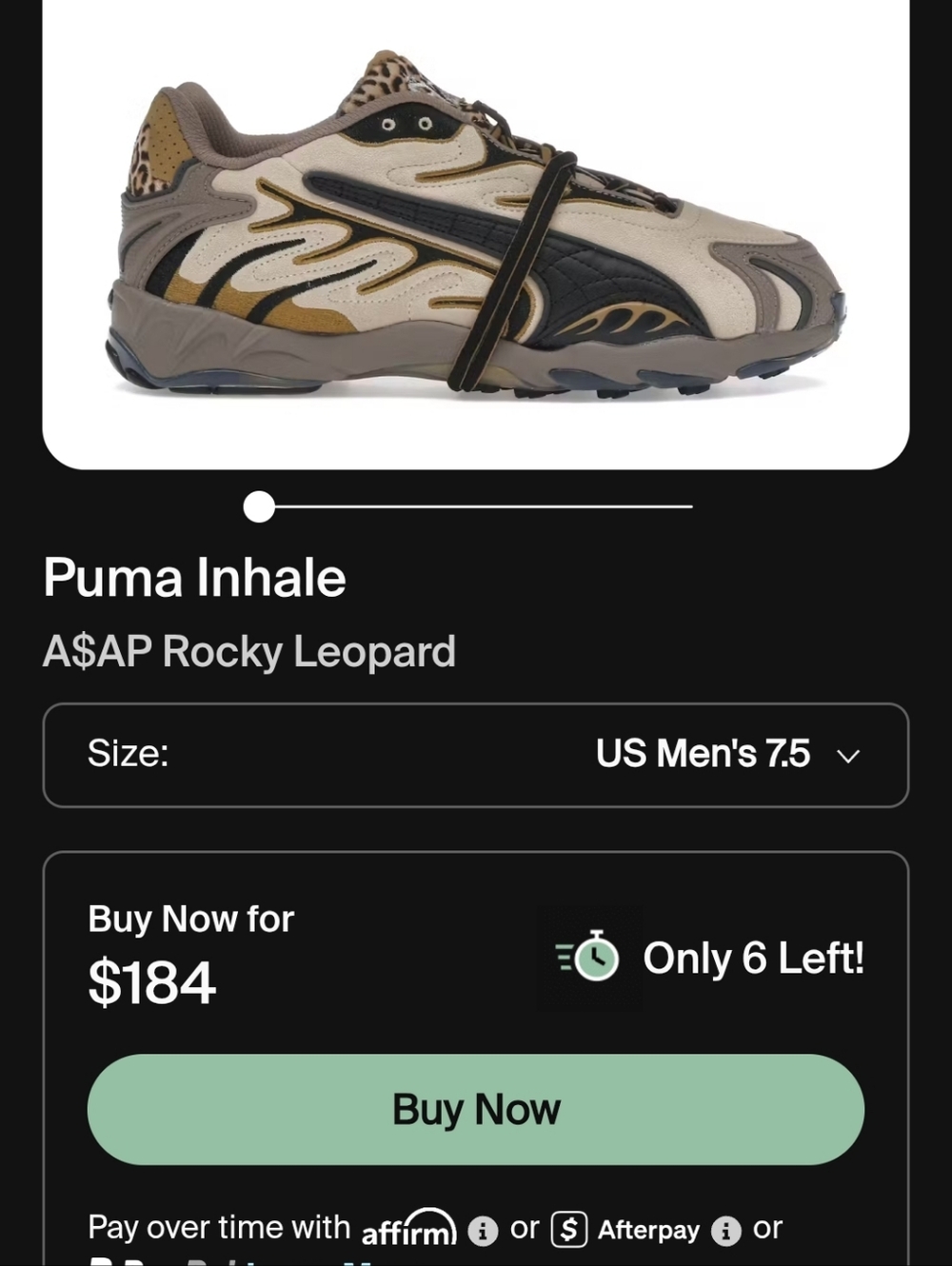 A$ap Rocky X Puma Inhale - Toasted Almond- Puma Black (Leopard) - Picture 11 of 11